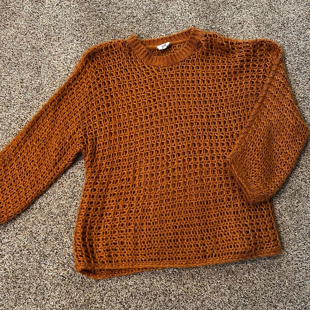 Brown Chunky Knit Crewneck Sweater